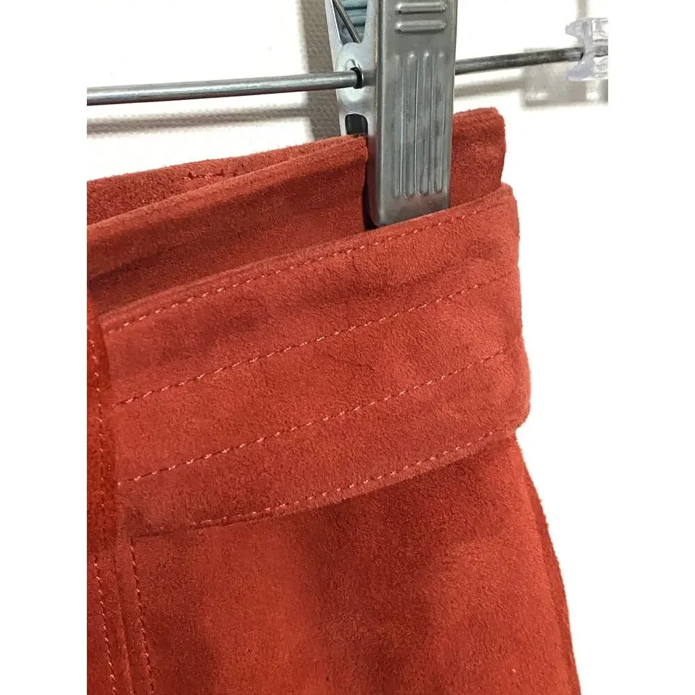 Joie Button Front Mini A Line Skirt Neida Lamb Leather Suede Belted Womens 0 - Picture 2 of 7